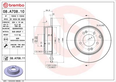 Тормозной диск BREMBO 08.A708.11