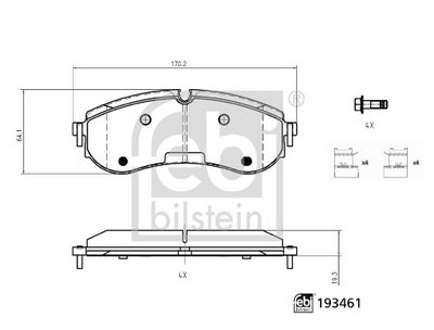 Bremžu uzliku kompl., Disku bremzes FEBI BILSTEIN 193461