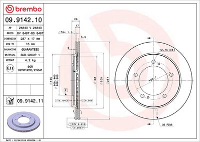 Bremžu diski BREMBO 09.9142.10