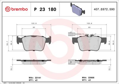 Bremžu uzliku kompl., Disku bremzes BREMBO P 23 180