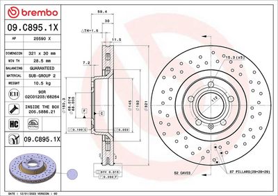 Тормозной диск BREMBO 09.C895.1X