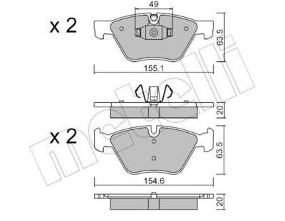 Комплект тормозных колодок, дисковый тормоз METELLI 22-0557-5