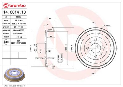 Bremžu trumulis BREMBO 14.C014.10