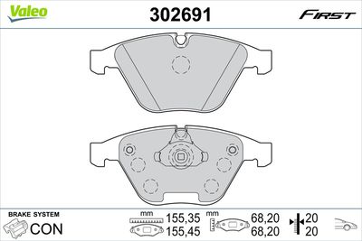 Bremžu uzliku kompl., Disku bremzes VALEO 302691