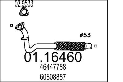 Труба выхлопного газа MTS 01.16460