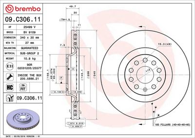 Тормозной диск BREMBO 09.C306.11