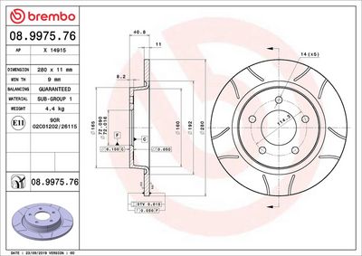 Тормозной диск BREMBO 08.9975.76