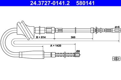 Тросик, cтояночный тормоз ATE 24.3727-0141.2