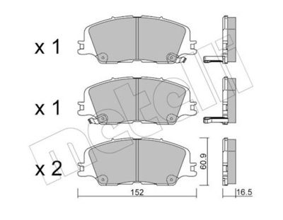 Bremžu uzliku kompl., Disku bremzes METELLI 22-1451-0