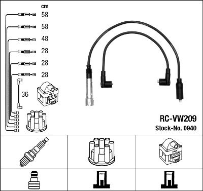 Augstsprieguma vadu komplekts NGK 0940