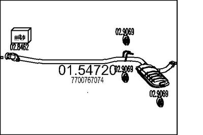 Vidējais izpl. gāzu trokšņa slāpētājs MTS 01.54720