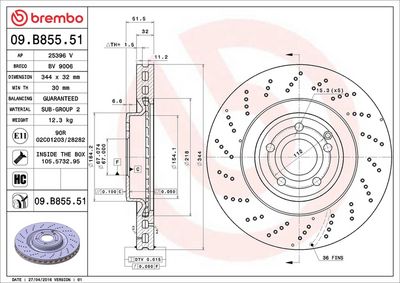 Тормозной диск BREMBO 09.B855.51
