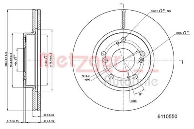 Тормозной диск METZGER 6110550