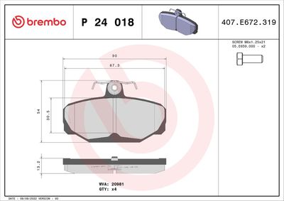 Bremžu uzliku kompl., Disku bremzes BREMBO P 24 018