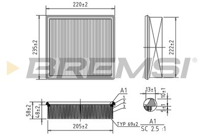 Воздушный фильтр BREMSI FA0123