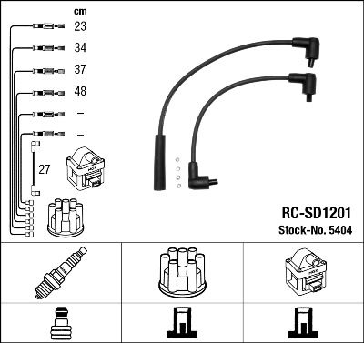 Augstsprieguma vadu komplekts NGK 5404