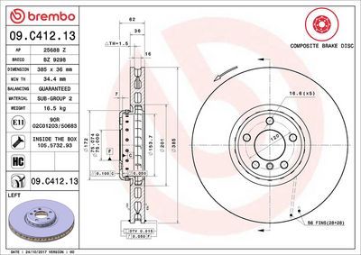 Bremžu diski BREMBO 09.C412.13