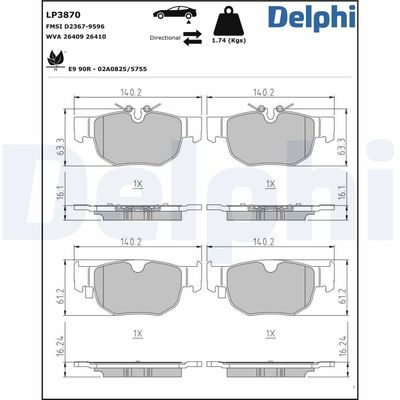 Bremžu uzliku kompl., Disku bremzes DELPHI LP3870
