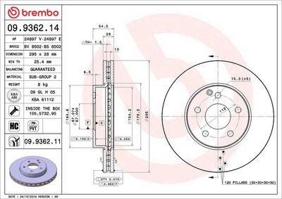 Bremžu diski BREMBO 09.9362.11