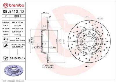 Bremžu diski BREMBO 08.B413.1X