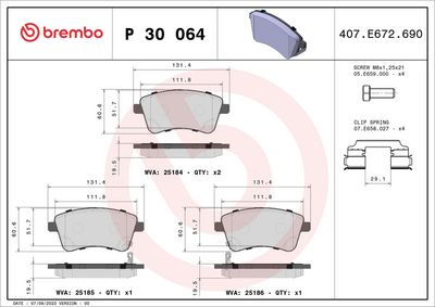 Bremžu uzliku kompl., Disku bremzes BREMBO P 30 064
