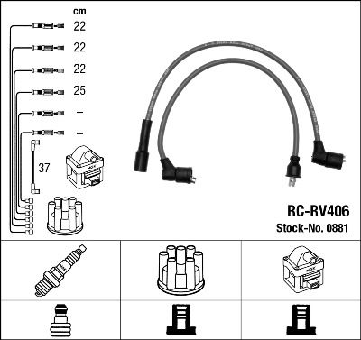 Augstsprieguma vadu komplekts NGK 0881