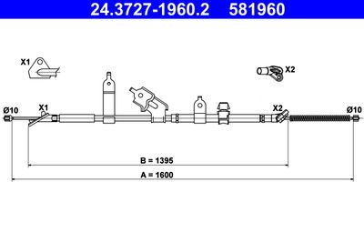 Тросик, cтояночный тормоз ATE 24.3727-1960.2
