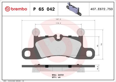 Bremžu uzliku kompl., Disku bremzes BREMBO P 65 042