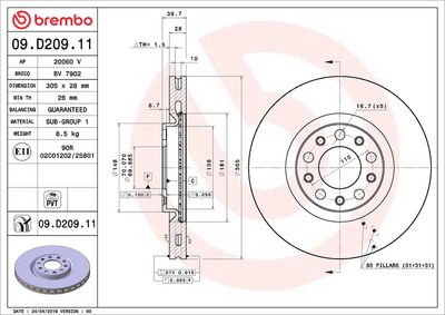 Тормозной диск BREMBO 09.D209.11