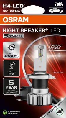 NightBraker LED SMART(zam. H4)  bez ECE **brak ECE** - 6000K ams-OSRAM 64193DWNBSM-1HB