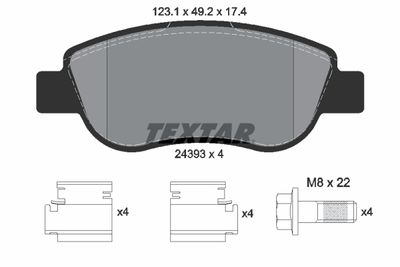 Комплект тормозных колодок, дисковый тормоз TEXTAR 2439301