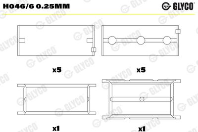 Подшипник коленвала GLYCO H046/6 0.25mm