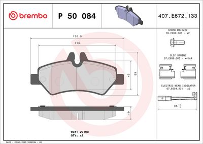 Bremžu uzliku kompl., Disku bremzes BREMBO P 50 084