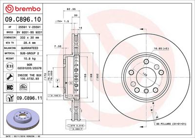 Тормозной диск BREMBO 09.C896.11