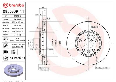 Тормозной диск BREMBO 09.D509.11