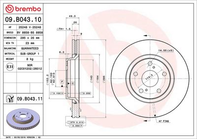 Тормозной диск BREMBO 09.B043.11
