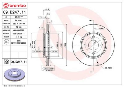Тормозной диск BREMBO 09.D247.11