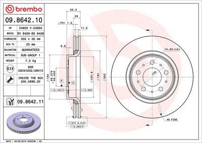 Тормозной диск BREMBO 09.8642.11