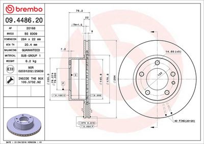 Тормозной диск BREMBO 09.4486.20