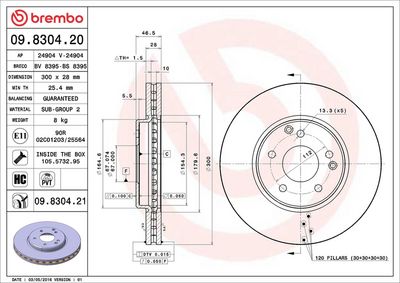 Тормозной диск BREMBO 09.8304.21