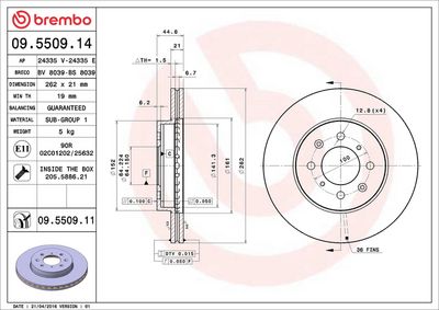 Тормозной диск BREMBO 09.5509.11