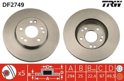 Тормозной диск TRW DF2749