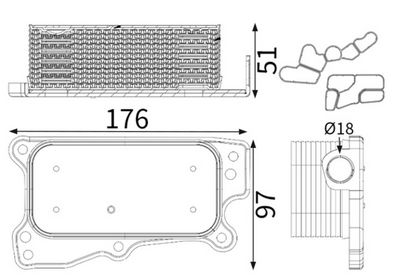 масляный радиатор, двигательное масло MAHLE CLC 13 001S