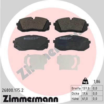 Bremžu uzliku kompl., Disku bremzes ZIMMERMANN 26800.175.2