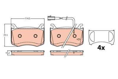 Комплект тормозных колодок, дисковый тормоз TRW GDB2205