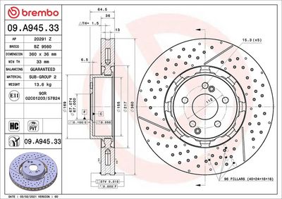 Тормозной диск BREMBO 09.A945.33