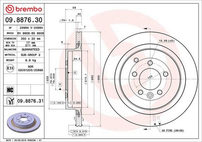 Bremžu diski BREMBO 09.8876.31