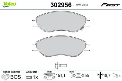 Bremžu uzliku kompl., Disku bremzes VALEO 302956
