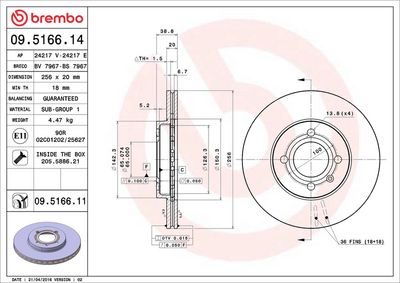 Тормозной диск BREMBO 09.5166.11