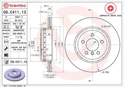 Bremžu diski BREMBO 09.C411.13